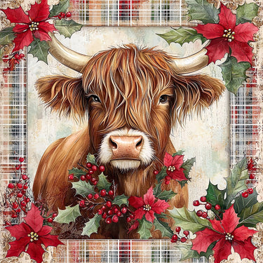 Christmas Highland Cow Sign, DCO-102178, Sign For Wreath, 10x10in Metal Sign